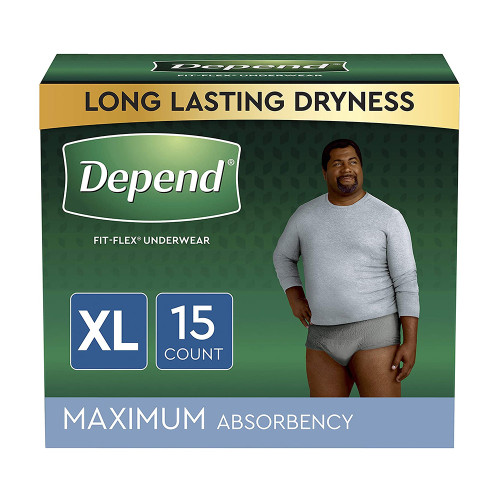 Depend Fit-Flex Underwear for Men X-Large Maximum Absorbency - 2 pks of 15