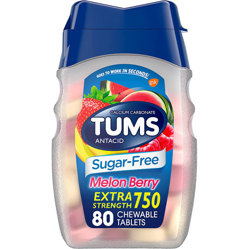 TUMS Extra Strength 750 Antacid Chewable Tablets Sugar-Free Melon Berry - 80 ct
