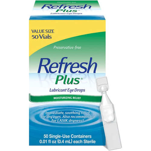 Refresh Plus Lubricant Eye Drops Single-Use Containers Sensitive - 50 ct Refresh Plus Lubricant Eye Drops Single-Use Containers Sensitive - 50 ct