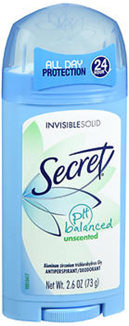 Secret Antiperspirant Deodorant Invisible Solid Unscented - 2.6 oz