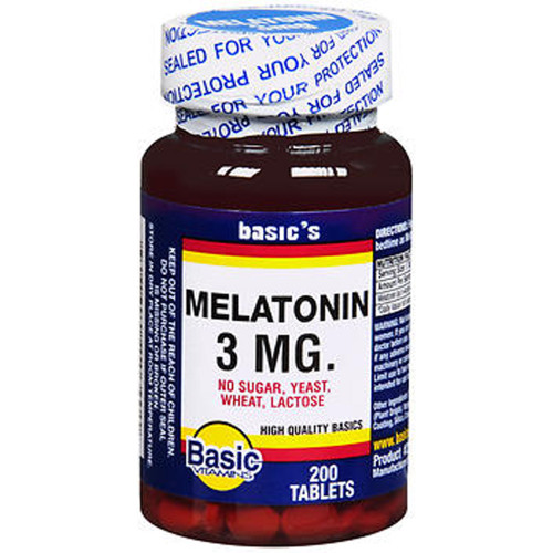 Basic Vitamins Melatonin 3 mg Tablets - 200 ct