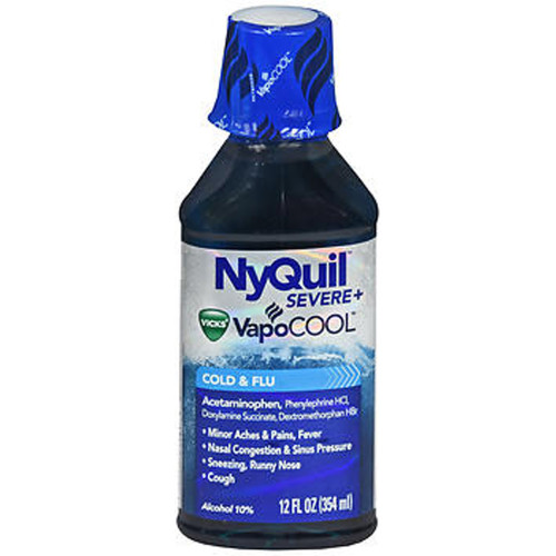 NyQuil Severe+ VapoCool Cold & Flu Liquid - 12 oz