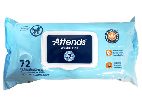Attends Large Cleansing Washcloths Pop-Up Pak - 12 pks of 72