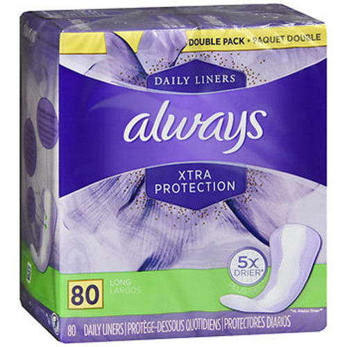 Always Xtra Protection Dri-Liners Pantiliners Long - 4pks of 80ct