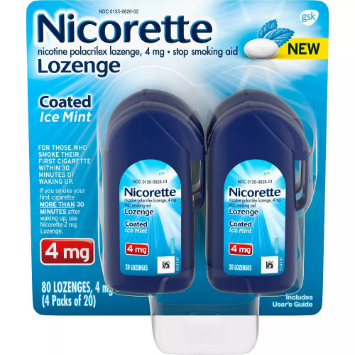 Nicorette 4mg Coated Nicotine Lozenge Stop Smoking Aid - Ice Mint - 80 ct