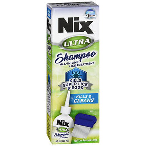 Nix Ultra Shampoo Lice Treatment Kills Super Lice & Eggs Lice Comb - 4 oz