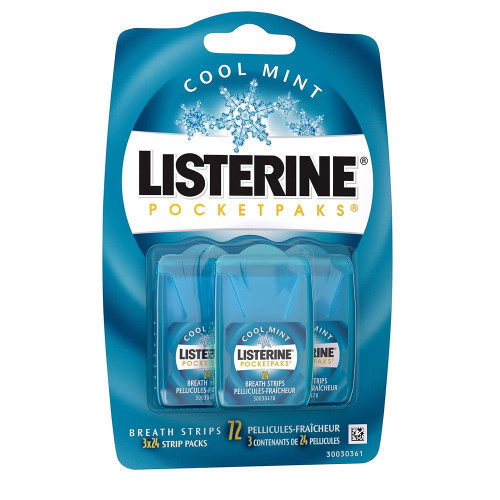 Listerine PocketPaks Breath Strips Cool Mint - 6 Packs of 72