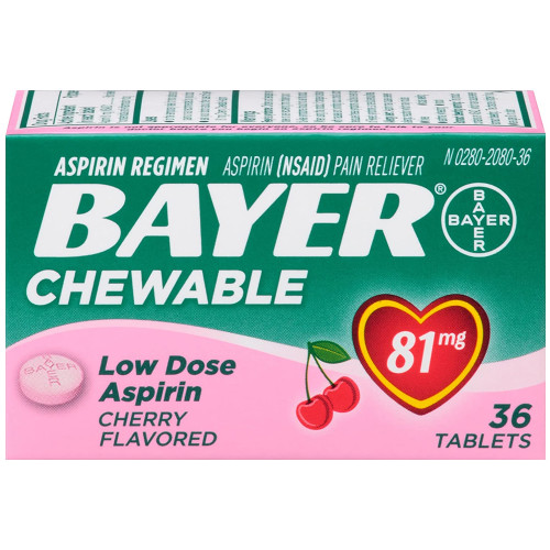 Bayer Chewable Low Dose 'Baby' Aspirin 81 mg Tablets Cherry - 36 ct