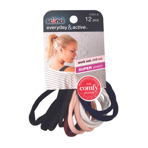 Scunci Ponytailers - Super Stretch Assorted Colors - 12pk