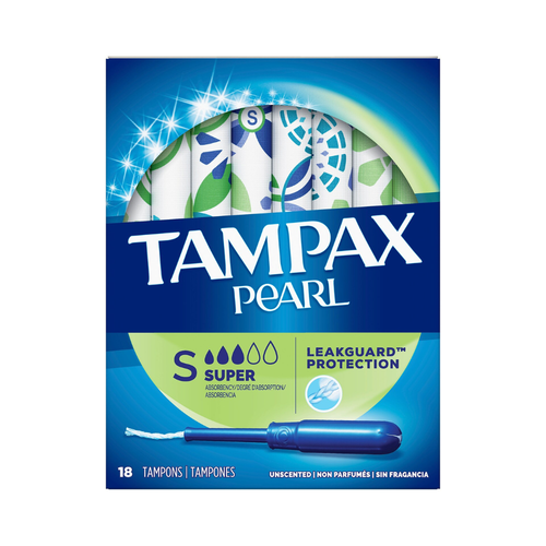 Tampax Pearl Tampons, Plastic Applicator, Super Absorbency - 18 ea.
