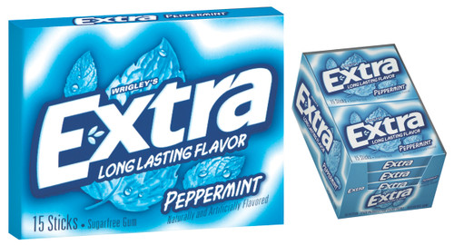 Extra Pepperminnt Sugar Free Gum 15 Count (Pack of 10)