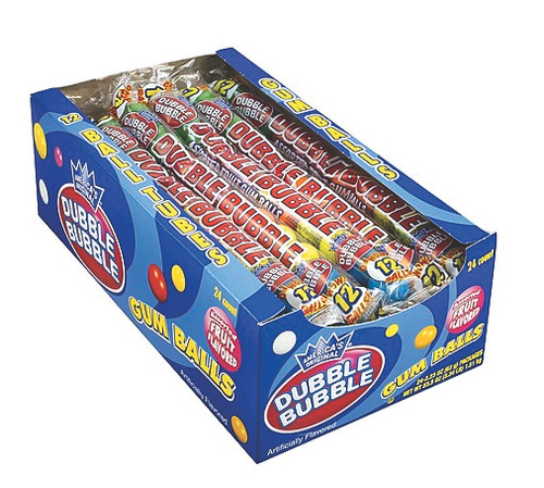 Dubble Bubble Gumballs, 24 pack of 12-Gumball Tubes in Assorted Fruit Flavors