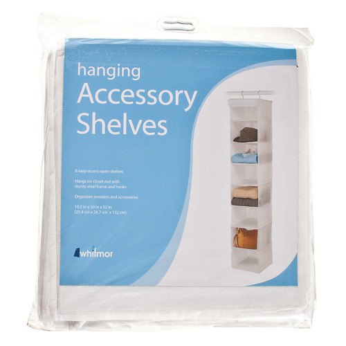 Whitmor 8 Section Hanging Accessory Shelves, White