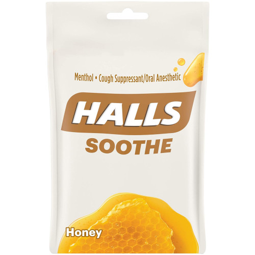 Halls Cough Suppressant/Oral Anesthetic Drops Honey - 30 ct