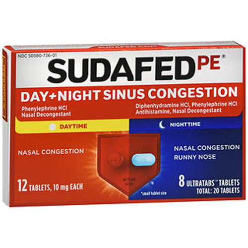 Sudafed PE Day + Night Sinus Congestion Tablets - 20 ct Sudafed PE Day + Night Sinus Congestion Tablets - 20 ct