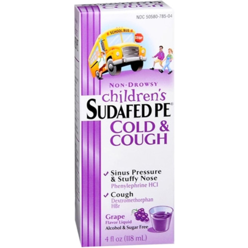 Sudafed PE Children's Cold Cough Liquid Grape - 4 oz