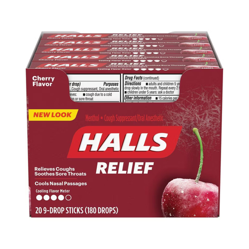 Halls Mentho-Lyptus Drops Cherry - 20 packs of 9
