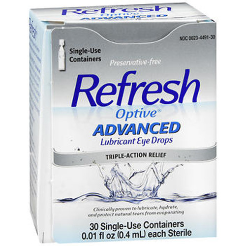 Refresh Optive Advanced Lubricant Eye Drops Single-Use Containers - 30 Pack, 0.01 oz each