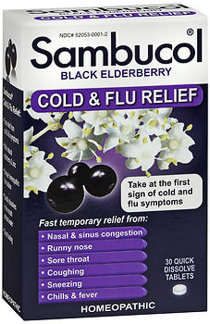 Sambucol Cold & Flu Relief Quick Dissolve Tablets Black Elderberry - 30 ct