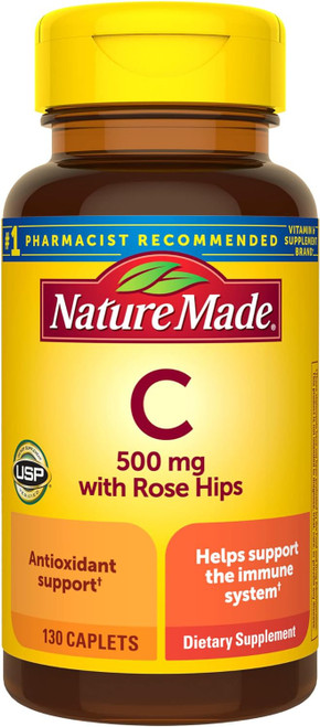 Nature Made Vitamin C 500mg Tablets With Rose Hips - 130 Caplets