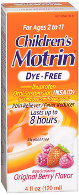 Motrin Children's Ibuprofen Oral Suspension Dye-Free Original Berry - 4 oz