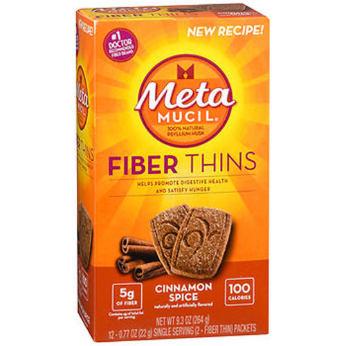 Metamucil Natural Psyllium Fiber Wafers, Cinnamon Spice -  12 ct