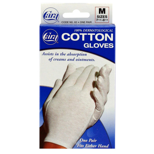 Cara 100% Dermatological Cotton Gloves, Medium - 1 Pr