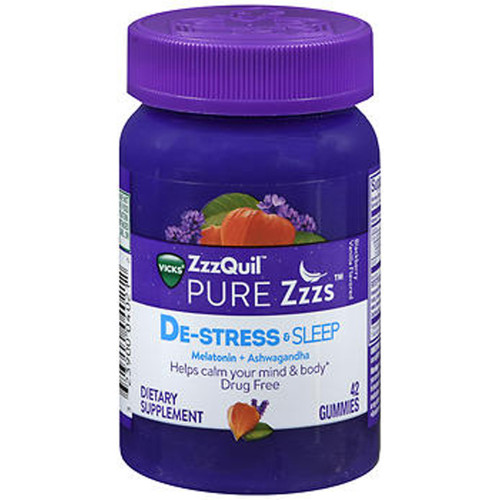 Vicks ZzzQuil Pure Zzzs De-Stress & Sleep Gummies - 42 ct