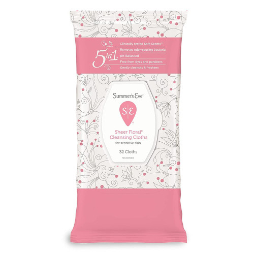 Summer's Eve Feminine Cleansing Cloths Sensitive Skin Sheer Floral  - 32 ct