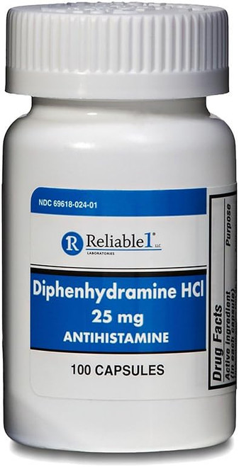 Reliable 1 Diphenhydramine HCI 25mg Antihistamine 100 caplets