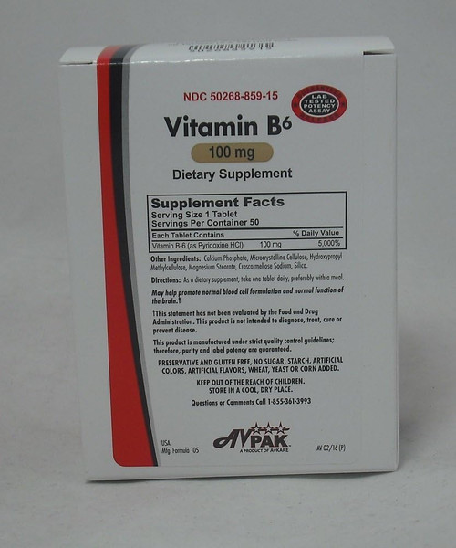 Vitamin B-6 Tablets 100 MG, 50 Count