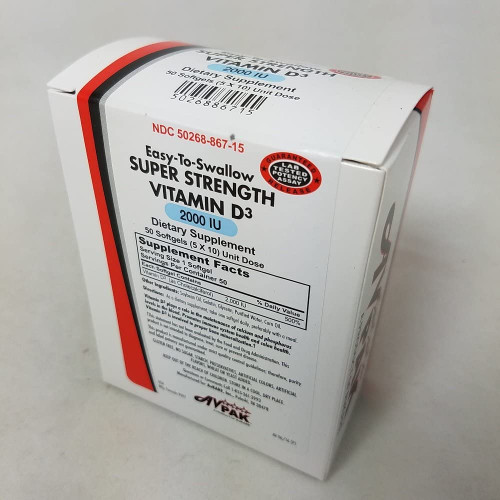 Vitamin D3 2000IU 50 Softgels per Pack