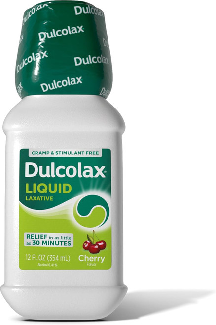 Dulcolax Liquid Laxative, Stimulant Free Laxative for Comfortable Relief, Cherry Flavor, 12 oz.