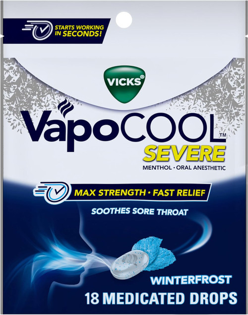 Vicks Vapo Cool Severe Medicated Drops 18ct.