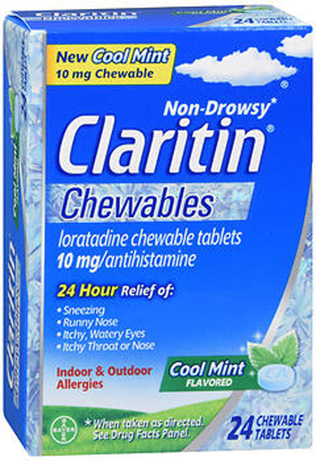 Claritin 24 Hour Allergy Chewable Tablets Cool Mint - 24 ct