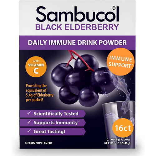 Sambucol Black Elderberry Daily Immune Drink Powder Packets - 16 ct