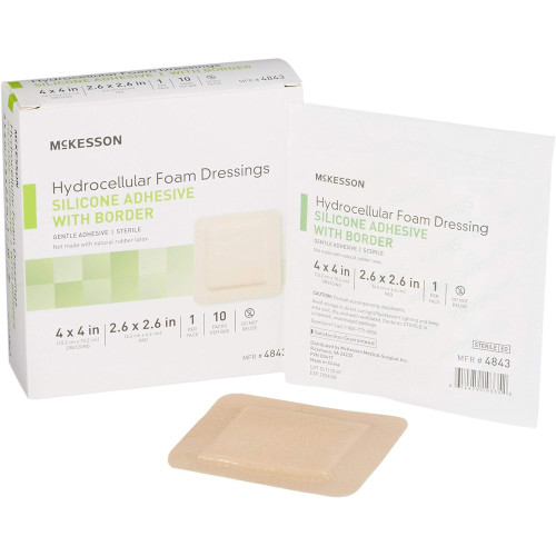 McKesson Hydrocellular Foam Dressing Silicone Adhesive 4x4 inch - 10 each