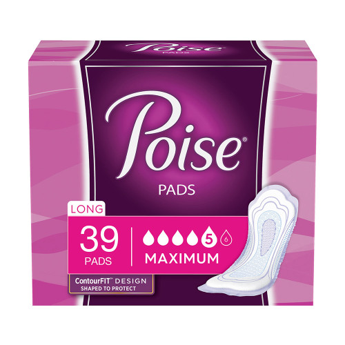 Poise Pads Maximum Absorbency Long Length - 2 pks of 39