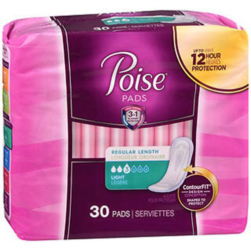Poise Pads Regular Length Light Absorbency - 4 pks of 30