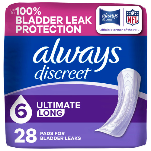 Always Discreet Pads Extra Heavy Long - 28 each - Case of 2