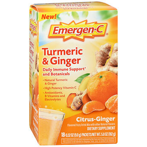 Emergen-C Turmeric Ginger Fizzy Drink Mix Citrus-Ginger - 18 ct