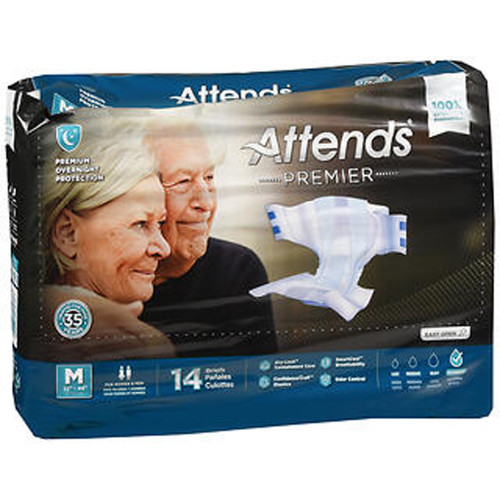 Attends Premier Briefs for Women & Men Medium Overnight - 4 pks of 14