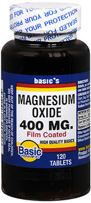 Basic Vitamins Magnesium Oxide 400 mg Tablets - 120 ct