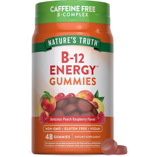Nature's Truth B-Energized + B Vitamins, L-Carnitine, Ashwagandha Gummies Natural Peach Raspberry - 48 ct