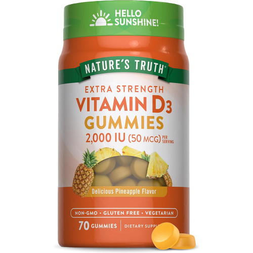 Nature's Truth Extra Strength Vitamin D3 50 mcg (2000 IU) Gummies Natural Pineapple Flavor - 70 ct Nature's Truth Extra Strength Vitamin D3 50 mcg (2000 IU) Gummies Natural Pineapple Flavor - 70 ct