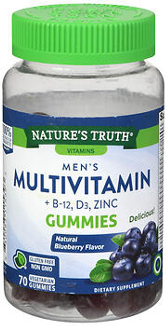 Nature's Truth Men's Multivitamin + B-12, D3, Zinc Gummies Natural Blueberry Flavor - 70 ct
