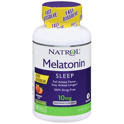 Natrol Melatonin 10 mg Fast Dissolve Tablets Maximum Strength Strawberry - 100 ct