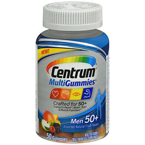 Centrum MultiGummies Men 50+ Assorted Natural Fruit Flavors - 80 ct