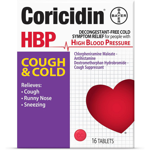 Coricidin HBP Cough & Cold Tablets - 16 Tablets