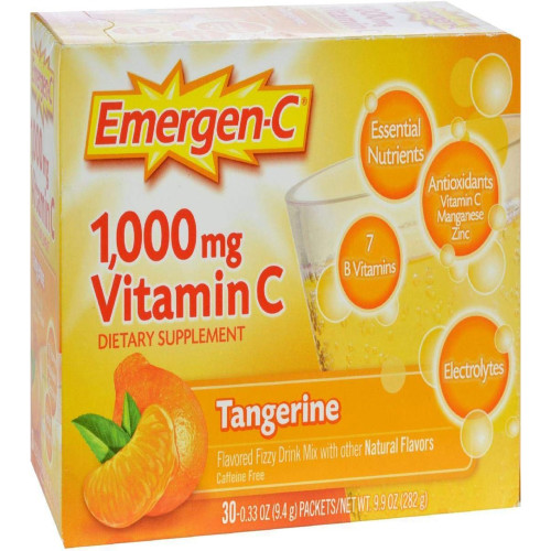 Emergen-C Vitamin C Fizzy Drink Mix 1000 mg Packets Tangerine - 30 packets